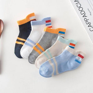 5 Pairs Kids Socks  Striped Sock for Children Fashion Sports Elastic Socks Spring Autumn Summer Breathable Soft Socks For Kids