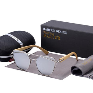 Bamboo High Quality Female Sunglasses Oversized Women Polarized Sunglasses With Natural Bamboo In Elegant and Luxury Cat eye Eyewear Luxury Style
