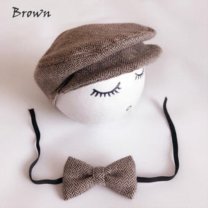 Modern Set Baby Newborn Peaked Beanie Cap Hat Bow Tie Photo Photography Prop Infant Boy Caps In elegant Modern Design