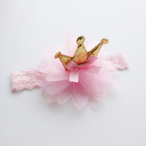 New Pink And Beige Crown Flowers Hairbands Girls Headbands Elastic Hair Band Kids Hair Accessories For Baby Girls