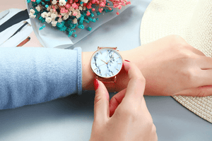 Fashion Rose Gold Mesh Band Creative Marble Female Wrist Watch Luxury Women Quartz Watches Gifts  For Women and Girls