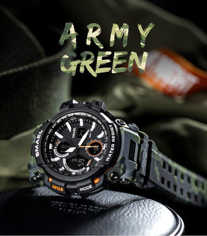 Orange Modern Sport  Waterproof 50M Men Watches With LED Digital Display In Military Armi Relogio Masculino Style