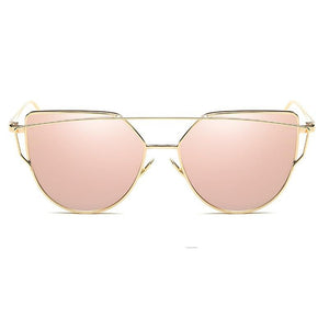 Luxury Vintage Modern Cat Eye Metal High Quality Frame  With Miror Sunglasses For  Women and Lady sunglasses With UV400 Protection