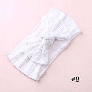 Modern Braid Nylon Bow Knot Solid Wide Nylon Headbands Turban Baby Girls Head Wrap For Girls