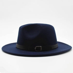 Vintage Winter Autumn Woolen Women Men Belt Buckle Fedora Hat Classic Wide Brim Floppy Hat Retro Warm Top Hat Vintage Cap Women Fedoras Durable Hat