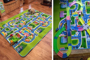 Town City Traffic Baby Crawling Mat Foam Climbing Pad Green Road Children's Play Mat Carpet For Kids and Boys Rooms