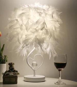 STEVVEX Reading Room Luxury Interesting Decor Heart Shape Feather Crystal Lamp Table Lamp for bedroom Light art decor home planetarium