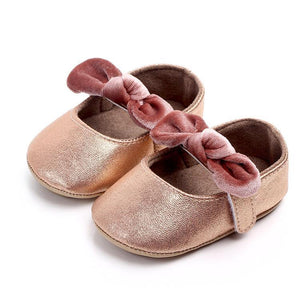 Baby Shoes Infant Girl First Walkers Bowknot Soft Rubber Sole Newborn Pre Walkers Shine Stylish Shoes