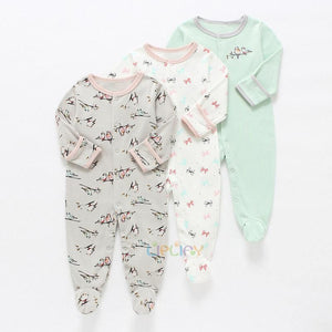 3pcs Set Baby Romper Newborn Sleep suit Flower Baby Rompers Infant Baby Clothes Long Sleeve Newborn Jumpsuits Pajamas for Kids