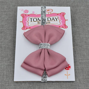 Luxury New Baby Hair Bow Flower Headband Silver Ribbon Hair Band Handmade Hair Accessories Bow for Children