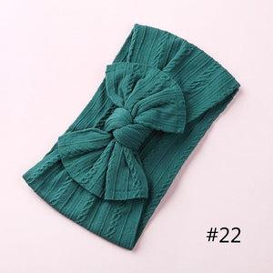 Modern Braid Nylon Bow Knot Solid Wide Nylon Headbands Turban Baby Girls Head Wrap For Girls