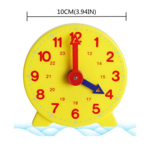 Montessori Student Learning Clock Time Teacher Gear Clock 4 Inch 12/24 Hour Plastic Mini Geared Clock, Learning Clock Classroom Kit, Clock for Kids Learning to Tell Time, Yellow Practice Clock for Kids, Teaching Clock, School Supplies