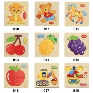 Wooden 3D Stevvex Modern Interesting Baby Learning Puzzles for Children Cartoon Animal Fruit Puzzles Intelligence Kids Children Educational Toy