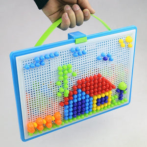 296 Pieces/Set Box-packed Grain Mushroom Nail Beads Intelligent 3D Puzzle Games Board for Children Kids Educational Toys