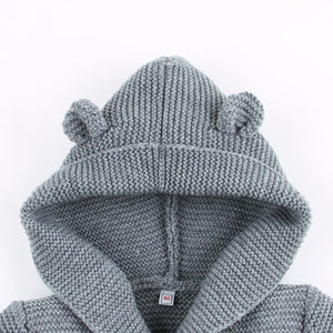 Winter Hooded Knitted Long Sleeve  Sweaters For Newborn Babies