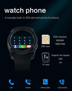 Famous Sport Men Smart Watch WIth SIM card For Android and IOS sistems With Camera Rounded Answer Call Dial Call Smartwatch and  Heart Rate Fitness Tracker
