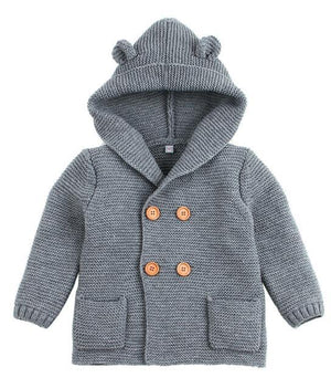 Winter Hooded Knitted Long Sleeve  Sweaters For Newborn Babies