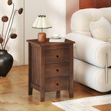 Modern Bedside Cabinet with 3 Drawers for Living Room and Bedroom-Walnut