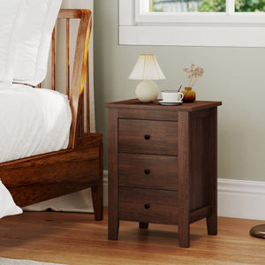 Modern Bedside Cabinet with 3 Drawers for Living Room and Bedroom-Walnut