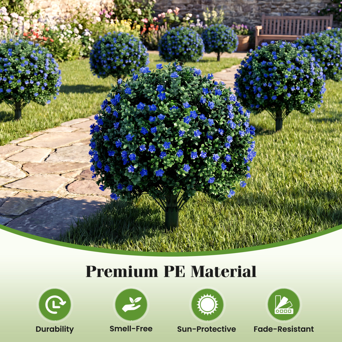 2 Pack Artificial Camellia Boxwood Topiary Ball Trees 27.5 Inches Faux Floral Shrubs