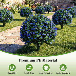 2 Pack Artificial Camellia Boxwood Topiary Ball Trees 27.5 Inches Faux Floral Shrubs
