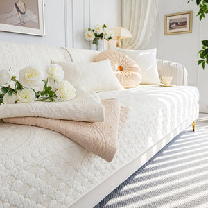 Cotton Quilted Sofa Cover, Non-Slip Couch Protector Fits Backrest, Seat & Armrest