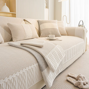 Herringbone Sofa Protector Cover, Non-Slip Couch Cover for Seat, Back & Arms