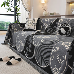 Modern Retro Sofa Throw - Decorative, Washable Chenille Blanket & Couch Protector