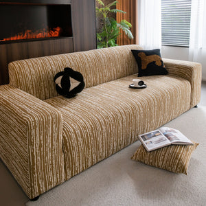 High Stretch Couch Slipcover with Abstract Stripe, Washable Non-Slip Cover for Dogs