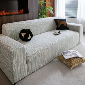 High Stretch Couch Slipcover with Abstract Stripe, Washable Non-Slip Cover for Dogs