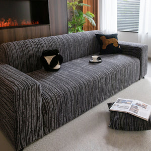 High Stretch Couch Slipcover with Abstract Stripe, Washable Non-Slip Cover for Dogs