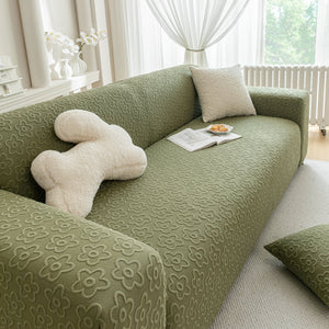 High Stretch Jacquard Sofa Slipcover, Soft Spandex Textured Floral Couch Cover