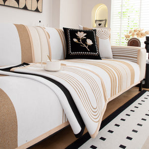 Modern Geometric Sofa Cover - Thick Woven, Pet Friendly, Stylish Couch Protector