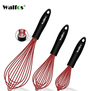 WALFOS Rotating Manual Whisk Mixer Set - Silicone Kitchen Baking Tool