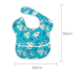 Waterproof Baby Bibs Polyester TPU Feeding Bibs Washable Baby Bibs with Food Catcher For Kids