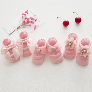 Baby Girl  Anti-Slip Cotton Bow Lace Flower Floor Socks Spring Socks Excellent Quality Everyday Wear