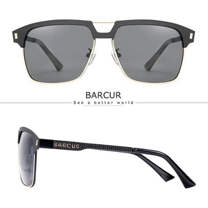 BARCUR Polarized Men’s Sunglasses – Fashionable Square Stainless Steel Frame UV400 Protection Anti-Reflective Outdoor Sports & Driving Eyewear – Original Design Casual Style with Premium Polycarbonate Lenses
