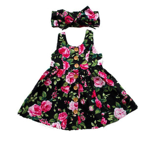 Interesting Toddler Kids Baby Girl Party Princess Floral summer Dress Pageant Clothes With Bow