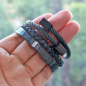 Luxury Modern Rich Style Royal Roman Bracelets & Bangles Love Bangle Bracelet For Men Stainless Steel Rectangle Bracelet Men's Jewelry Great Gift Idea