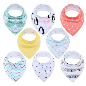 8PCS/SET Pack Baby Bandana Organic Absorbent Soft Cotton Drool Bibsfor Teething And Feeding Bib For Baby and Kids Feeding