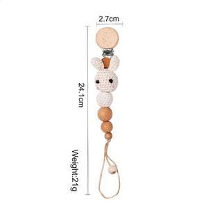 Modern Handmade Pacifier Chain Baby Teething Chains Crochet Rabbit Panda Beads Wooden Clips Wood Tiny Rod  For Kids