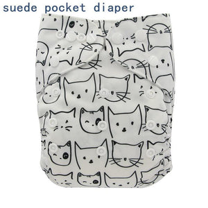 Newborn Cloth Diaper Sewed in Charcoal Bamboo Insert and Suede Pocket Diapers Waterproof Baby Nappies Design for Baby