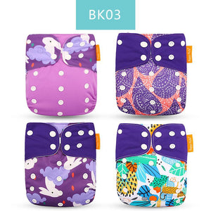 4pcs/set Washable Eco-Friendly Cloth Diaper Cover Adjustable Nappy Cloth Diapers Cloth Nappy For Baby Boys and Grils Baby