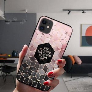 Unique Abstract Ultra Thin Sparkle Soft Silicone Case For iPhone XS Max 8 7 Plus X XR 6 6S 5S Mini Black Phone Case Marble Geometric Art Soft Silicone Cover