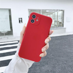 Soft Silicone Candy Color Phone Case For iPhone 13Mini iPhone 14Pro Max Ultra Thin Shockproof Cover Solid Color Shockproof Silicone Case For iPhone