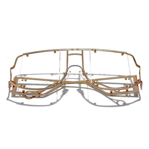 Luxury Modern NEW Fashion Square  Oversized and Big Frame Woman and Ladies SunglasseBrand Metal Rivet Trend Unique Female Eyewear Wth UV 400 Protection