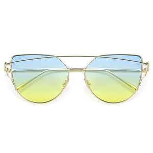 NEW  Stevvex Designer Cat eye Sunglasses For Women and Ladies in Vintage Metal Reflective Glasse Mirror Retro Oculos De Sol Gafas Style With UV 400 Protection