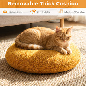 Hamburger Cat Nest with Chicken Drumstick Toy and Removable Cushion for Indoor Cats-Yellow