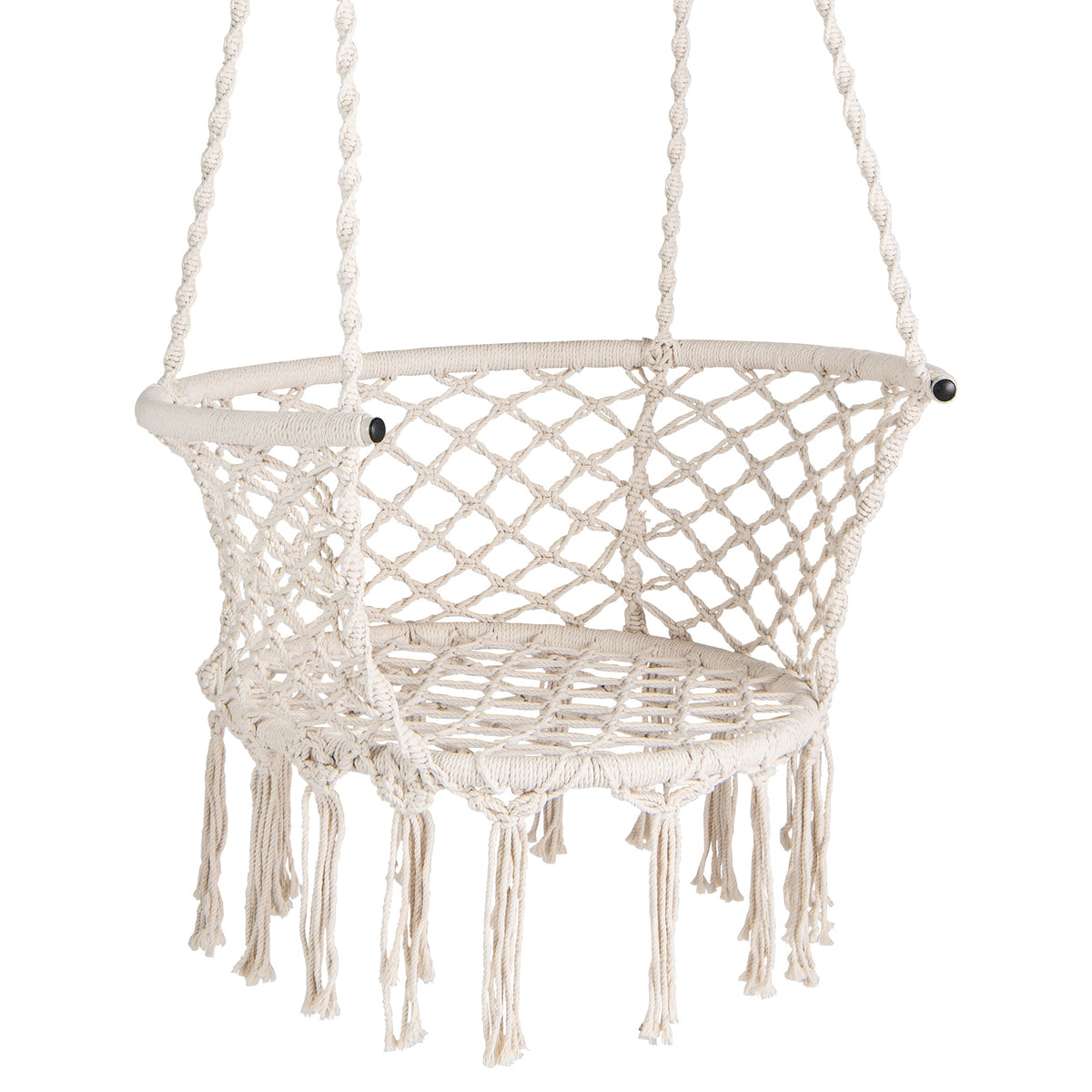Hammock Chair Macrame Swing Hanging Cotton Rope Chair-Beige