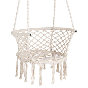 Hammock Chair Macrame Swing Hanging Cotton Rope Chair-Beige